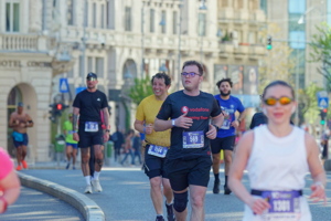 Snapshot of people running